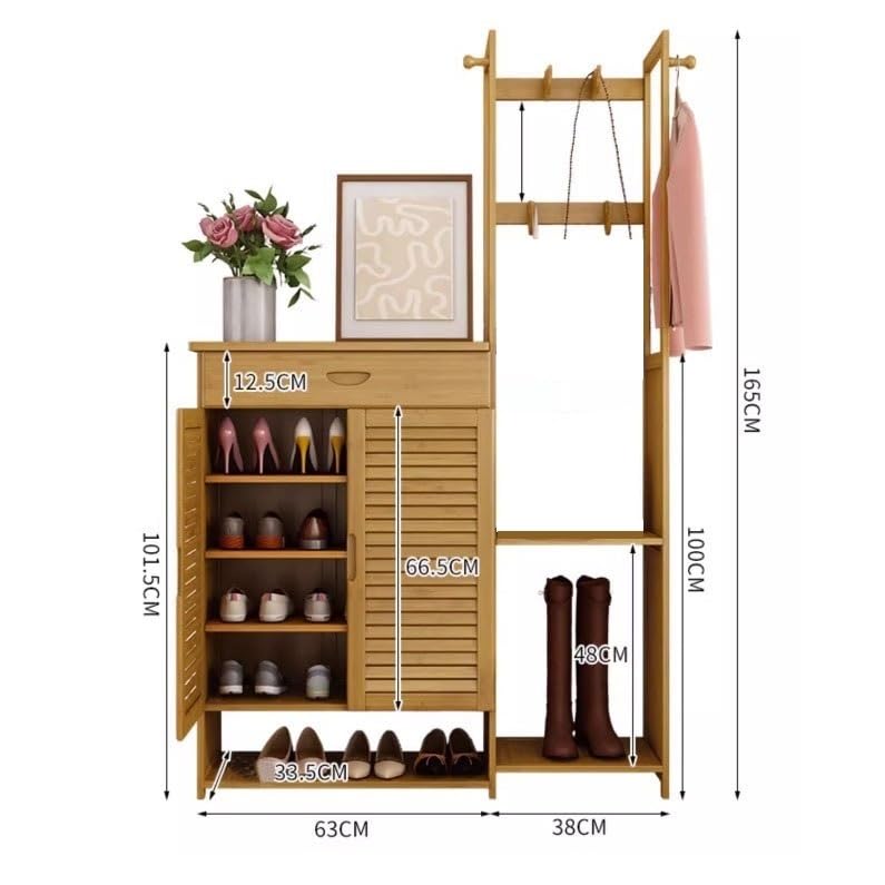 Shoe Shelf Shoe Storage Cabinet, Hall Tree with Shoe Rack for Entryway, Open Shelves, Drawers & Storage Cabinets, for Foyer, Entry Way, Hallway Shoe Rack(B)