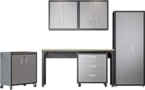 Manhattan Comfort Dual Fortress Floating Garage Storage Cabinet, 1, Black/Grey