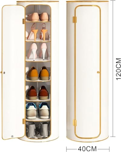 Narrow Slim Hidden Shoe Organizer with Doors 360 Multi-Functional Household Shoe Cabinet Corner Shoe Rack Freestanding Closed Shoe Storage for Hallway Entrance Bedroom Living Room.