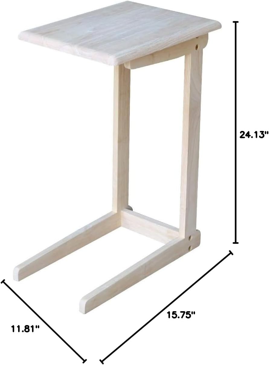 Unfinished Solid Parawood Sofa Server Table Brown Transitional Square Rubberwood Wood Finish