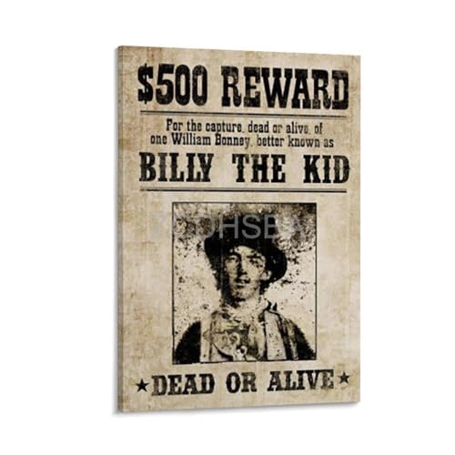 ZCDHSBA Retro Poster Old West Gunslinger Billy The Kid Poster Wanted Poster (1) Home Living Room Bedroom Decoration Gift Printing Art Poster Frame-style 12x18inch(30x45cm)