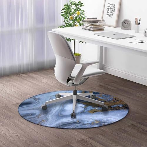 Round Rug 5 FT Tree Forest Office Chair Mat for Hardwood Floor Green Brown Grey Office Rugs for Rolling Chairs Non-Slip Desk Chair Mat for Rolling Chair