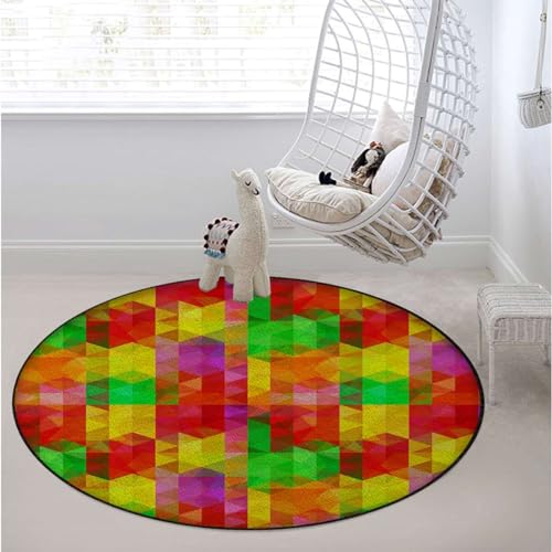 Multicolor Round Chair Mat Floor Protector Non-Slip Floor Low Pile Desk Chair Mat Rolling Chair and Computer Desk Carpet Mat Floral Colorful Wings Artwork Diameter 51 in