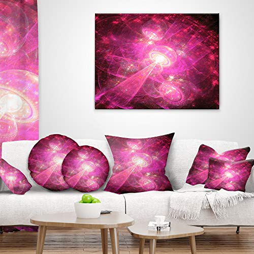 Designart Pink Fractal Space Theme' Abstract Throw Living Room, Sofa, Pillow Insert + Cushion Cover Printed On Both Side 16 in. x 16 in