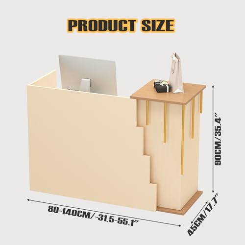 Modern Reception Desk Counter Table,Reception Room Front Desk with Lockable Drawer & Open Shelves,Cash Register Stand Retail Counter Receptionist Desk for Salon Checkout Office Lobby Shop Restaurant