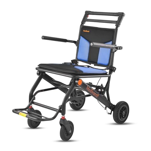 Lightweight Wheelchairs with Handbrake, Weights Only 23lbs, Compact Portable Wheelchair, Folding Transport Wheelchair for Adults & Kids, Sliver (11