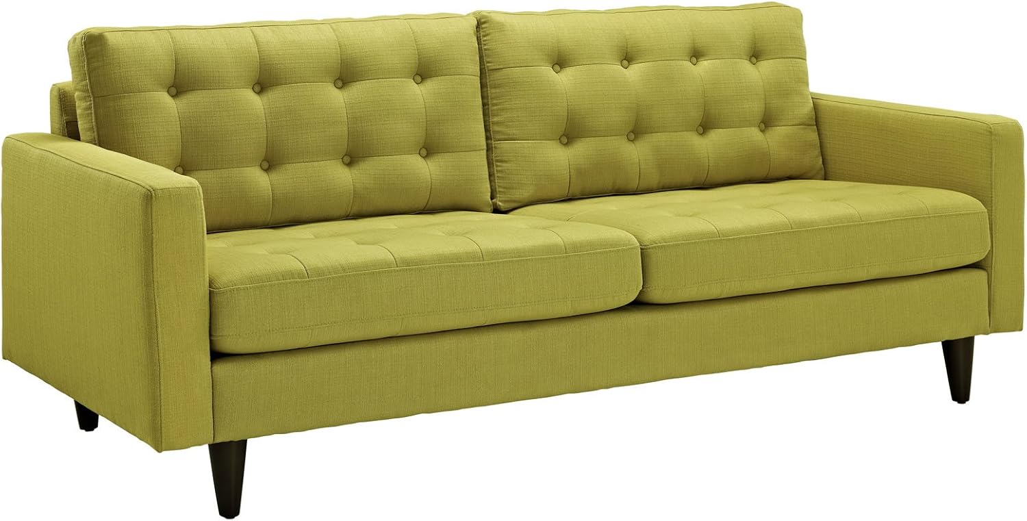 Mid Modern Boutique Tufted Sofa in Green Fabric
