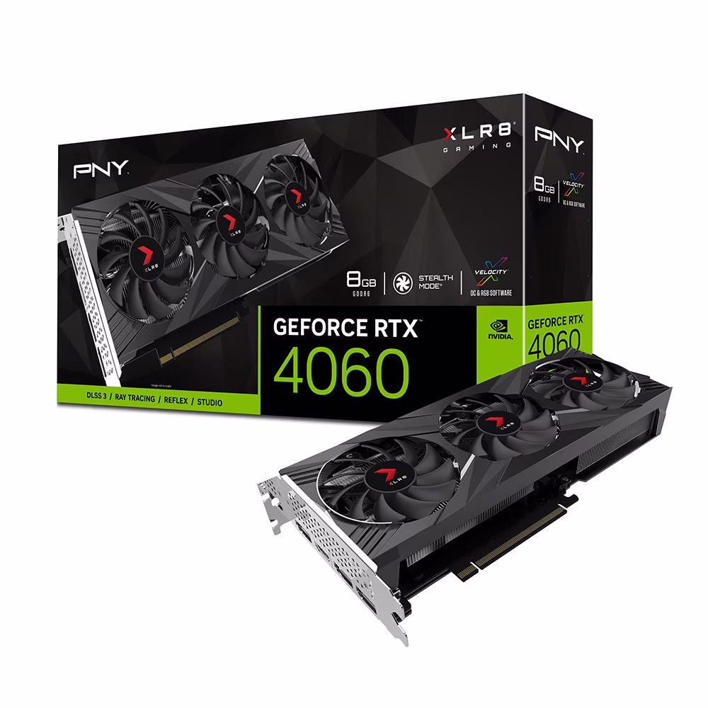 PNY GeForce RTX™ 4060 8GB XLR8 Gaming VERTO RGB Triple Fan Graphics Card DLSS 3