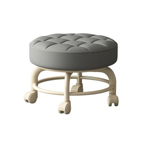 Low Height Rolling Stool with Wheels Heavy Duty Rolling Stools 360 Degree Rotating for Home Cleaning Garage Fix Stool Outdoor Office Working Flooring Cleaning (Brown)