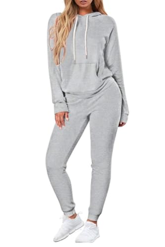 Fixmatti Women Pullover Hoodie Pockets Sweatpants Sport Jogger Sweatsuit