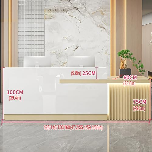 Front desk reception counter with lockers, reception desk with led lights, ,Retail Counter for Clothing Store, reception desk for sale, suitable for company facade, salon reception, etc.(B-2,120*60*10