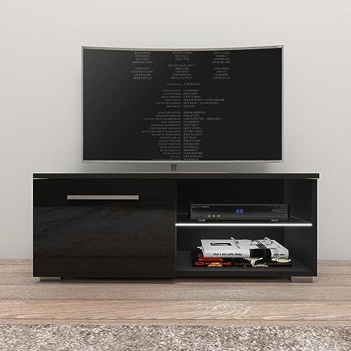 New Moon Modern TV Stand Matte Body High Gloss Doors with 16 Color LED (Gray, 40.5