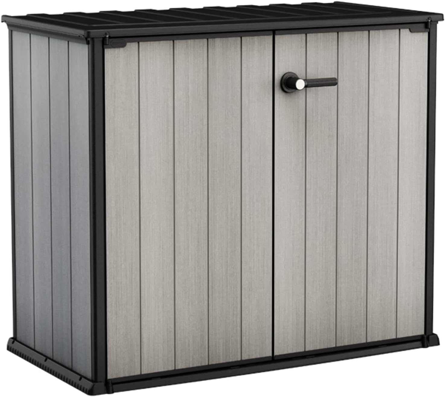Keter Patio Store 4.6 x 4.0 ft. Resin Outdoor Storage Shed with Paintable and Drillable Walls for Customization-Perfect for Yard Tools and Pool Toys, Grey