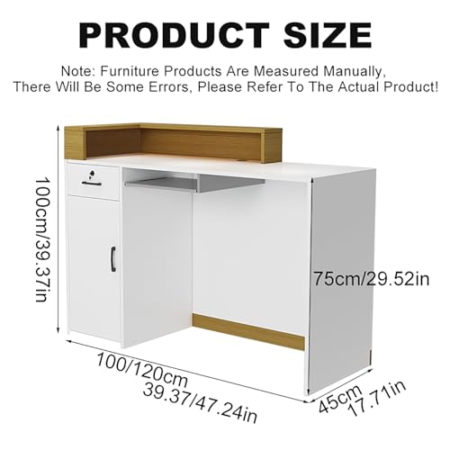 Reception Counter Front Desk Reception Counter Retail Checkout Counter Table with Lockable Drawers and Cabinet Reception Desk with Counter for Clothing Store Milk Tea Shop Beauty Salon.(Yellow,100x45x