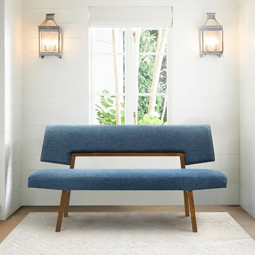 Armen Living Channell Modern Walnut Wood Dining Table Bench, 63