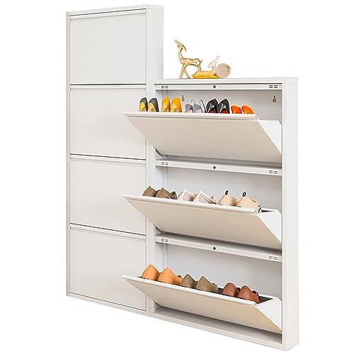 Shoe Storage Cabinet for Entryway Slim,Hidden Shoe Organizer Cabinet,Narrow Shoe Cabinet Storage with Doors,Closed Shoe Rack,Space Saving Wall Shoe Rack,for Small Spaces Hallway Closet ( Color : Depth