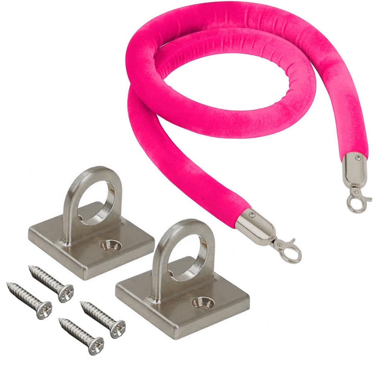 Velvet Rope Wall Mounted, Hanging Barriers Rope with 2 Wall Hooks Kits, Post Stanchion Queue Hanging VIP Rope for Movie Theaters & Red Carpet Event Crowd Control Stanchion Rope, 3Ft-13Ft(I2,2.1m/7ft)