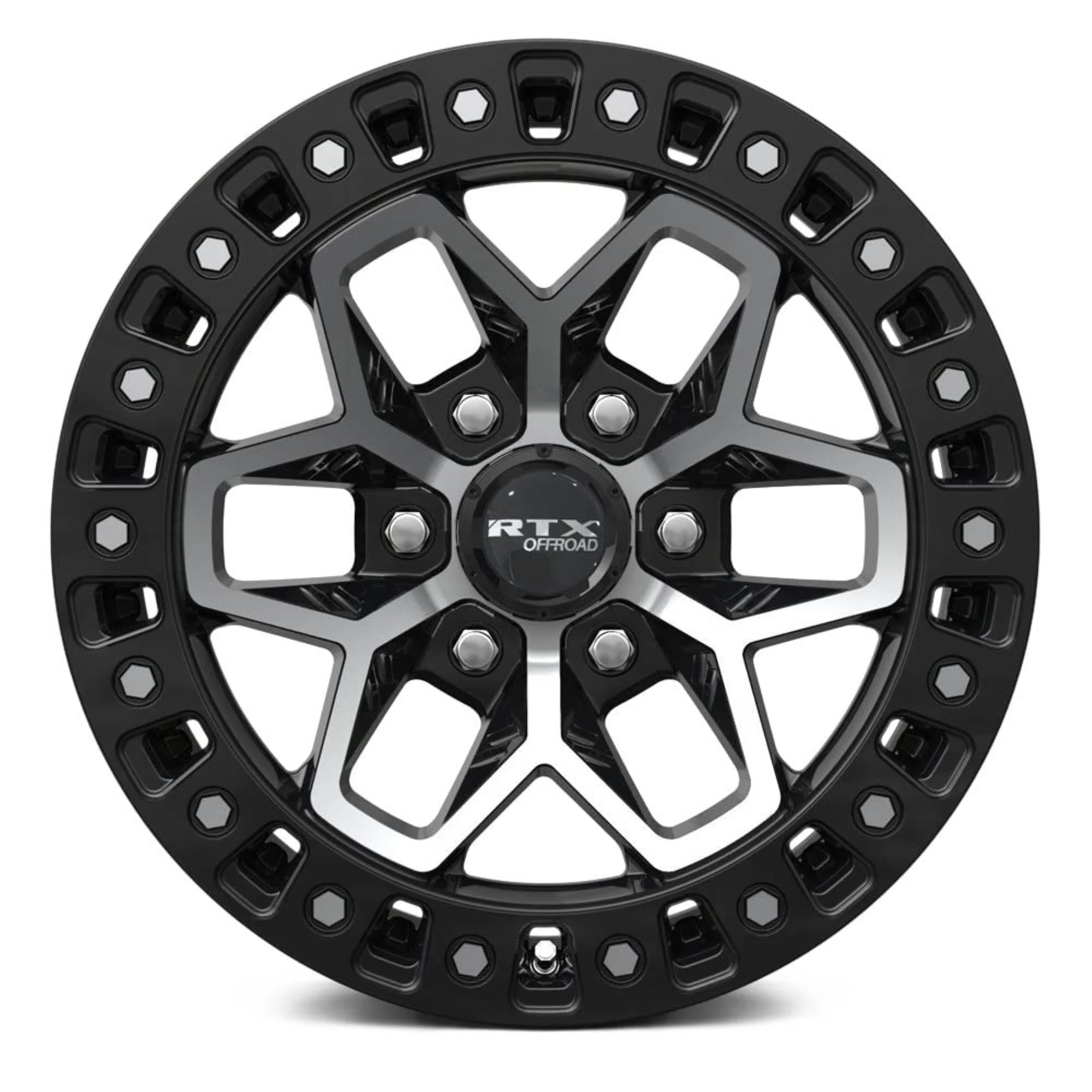 RTX ZION Custom Wheel - 17x9, 20 Offset, 8x180 Bolt Pattern, 125mm Hub - Black with Machined Face Rim