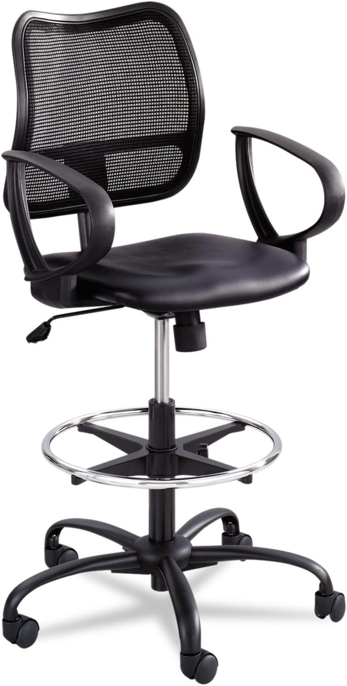Safco 3395BV Vue Series Mesh Extended Height Chair Vinyl Seat Black