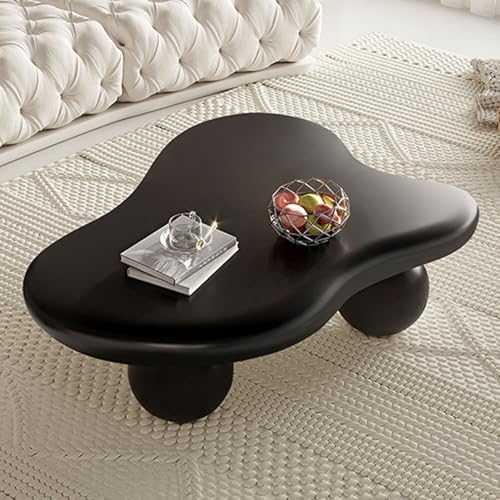 Irregular Side Table and Cloud Coffee Table, Wooden Farmhouse Coffee Table, Simple Modern Center Cocktail Table, for Living Room Reception Room Office(White,100 * 69 * 30cm)