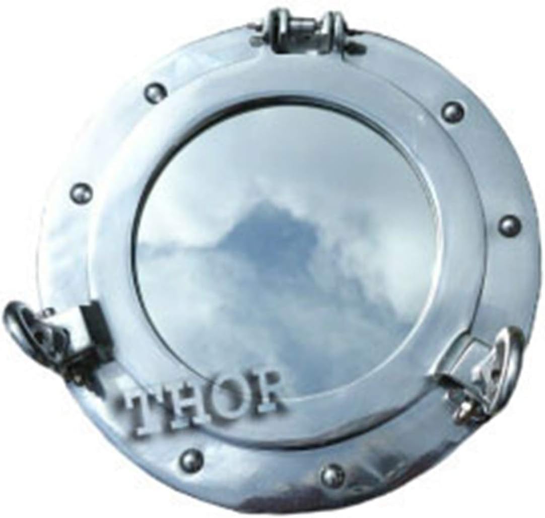 THOR INSTRUMENTS Coastal Design Wall Mounted Polished Metal Nautical Maritime Porthole Mirror 10