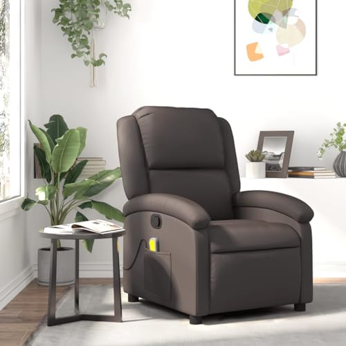 Massage Recliner Chair Dark Brown Real Leather,Ultimate Relaxation: Adjustable Massage Recliner Chair with Real Leather Comfort Armchairs Recliner Sleeper Chairs for Living Room