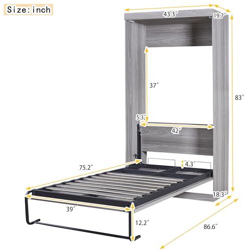SOFTSEA Full Murphy Bed Wardrobe Wall Bed with Cabinet Can be Folded into Cabinet for Small Space