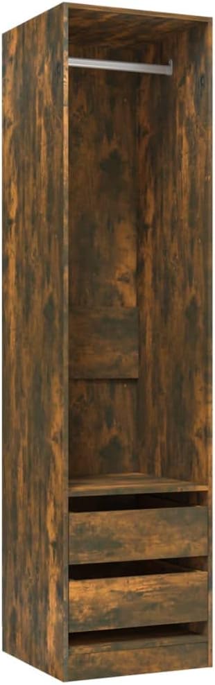 Wardrobe with Drawers Smoked Oak 50x50x200 cm Engineered Wood with Dimensions: 50 x 50 x 200 cm (W x D x H)