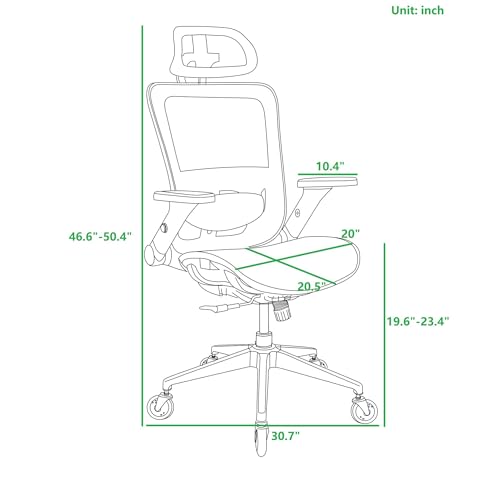 INMOZATA Office Desk Chair Adjustable Mesh Ergonomic Office Chair High Back Computer Task Chair with Wheels Lumbar Support,Black