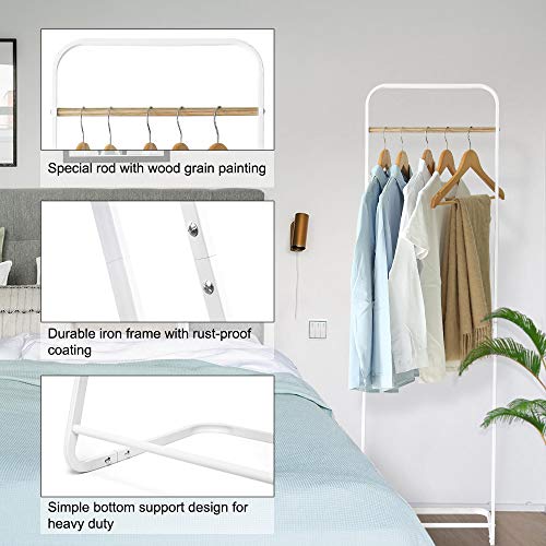 Narrow Clothes Rack - Simple Garment Rack Mini Clothing Rack with Shelf 1-Tier Coat Clothing Organizer Storage for Small Space, Entryway, Bedroom, White