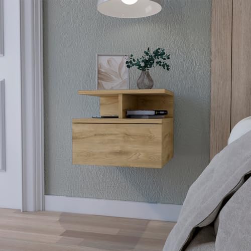 Augusta Floating Nightstand: 2-Tier Shelf and 1-Drawer for Stylish and Practical Bedroom Storage
