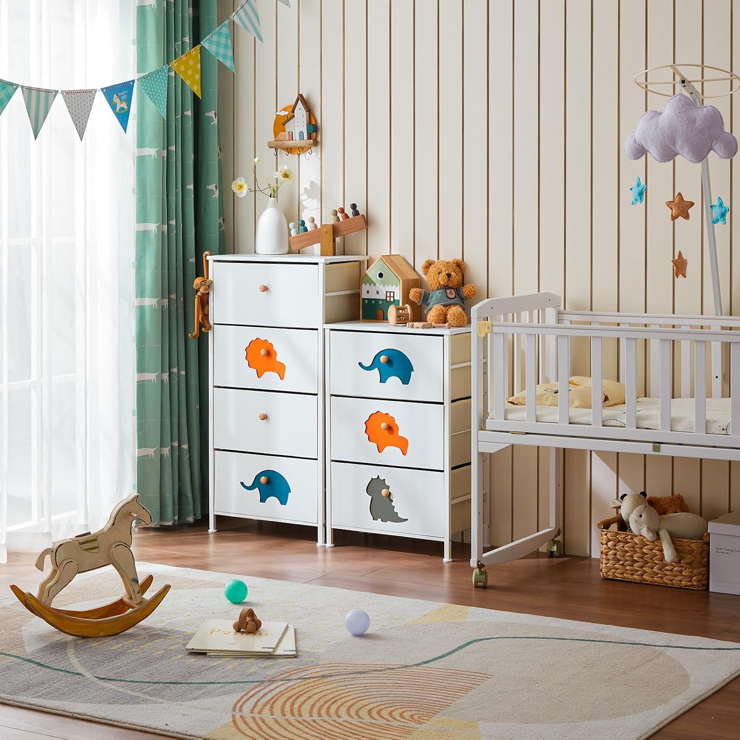 FRAPOW 3 Drawers Kids Dresser Bundle with 4 Drawers Children Dressers, Boys Storage Organizer Dresser for Baby Child Bedroom