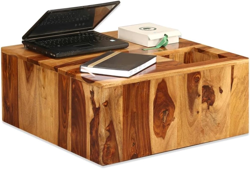 [New Solid Sheesham Wood Coffee Table - 26x28 ft Rustic Wooden Table for Living Roomécor