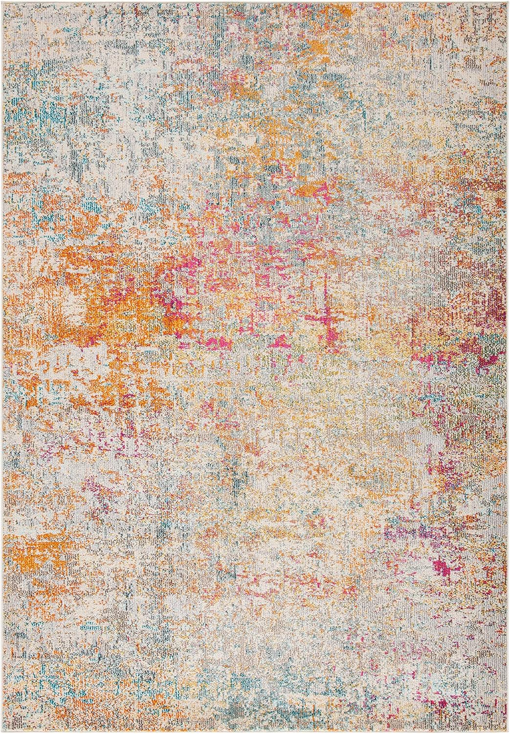 SAFAVIEH Madison Collection Accent Rug - 4' x 6', Grey & Turquoise, Modern Abstract Design, Non-Shedding & Easy Care, Ideal for High Traffic Areas in Entryway, Living Room, Bedroom (MAD460G)