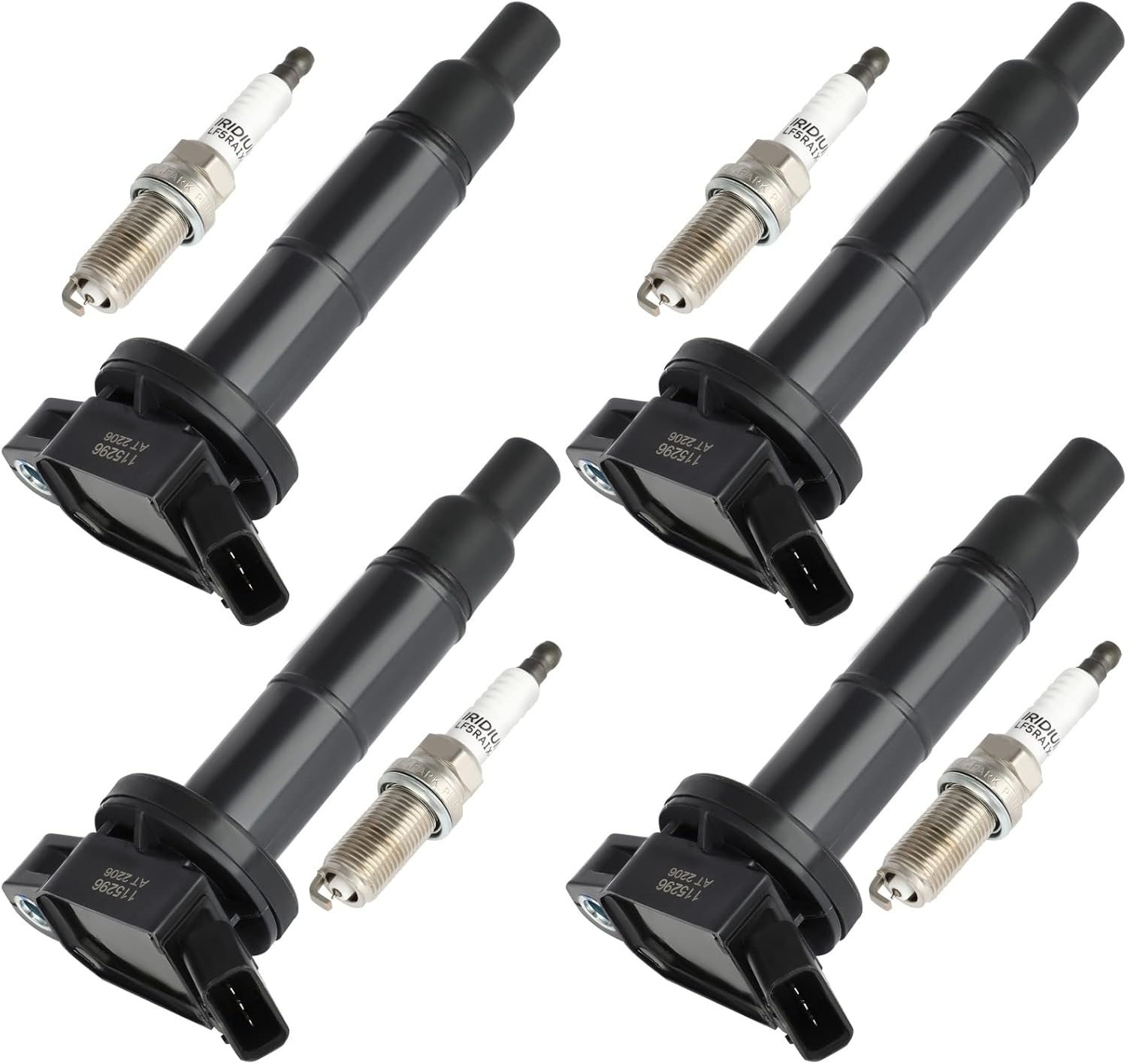 ECCPP Ignition Coil Coils Pack iridium Spark Plugs UF333 for Toyota for Camry Matrix RAV4 for Highlander Solara Vibe TC HS250h 2.4L l4 set of 4