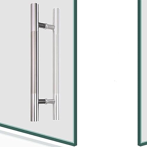 Sliding Barn Door Handle 24 Inch Shower Door Handle with Fittings,Stainless Steel H Shape Two-Sided Pull Handle for Company & Shopping Mall