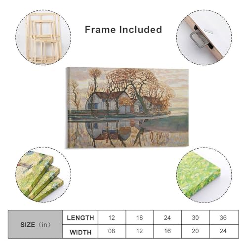 Piet Cornelies Mondrian Duivendrecht Farm Near Poster Canvas Wall Art Posters For Room Aesthetic And Decor Canvas Painting Posters And Prints Wall Art for Living Room Bedroom Decor 24x36inch(60x90cm)