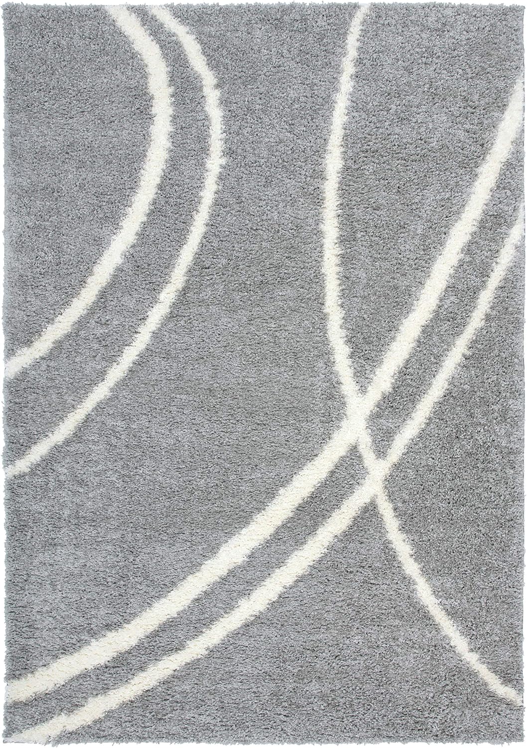 Rugshop Cozy Contemporary Stripe Perfect for Living Room,Bedroom,Home office Non-Shedding Plush Shag Area Rug 3'3