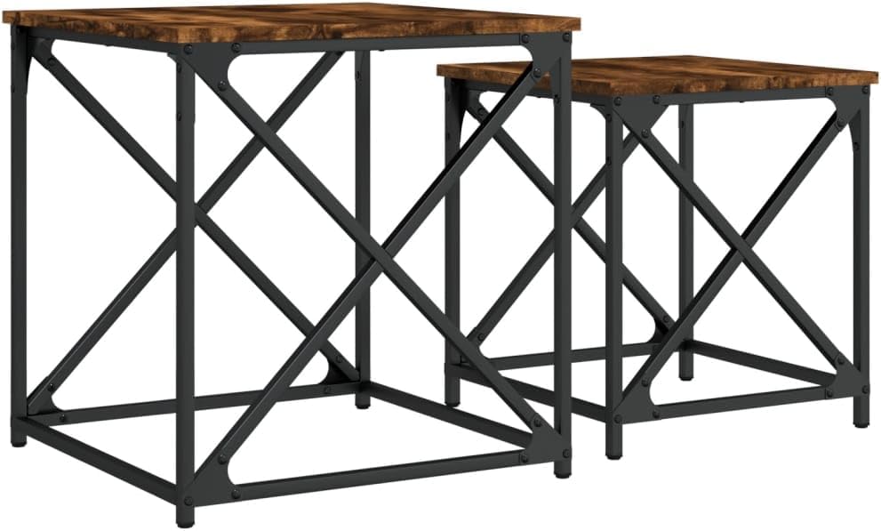 Nesting Coffee Tables 2 pcs Smoked Oak Engineered Wood,Furniture,Tables,Accent Tables,Coffee Tables,Brown,11.02kg/24.244ib