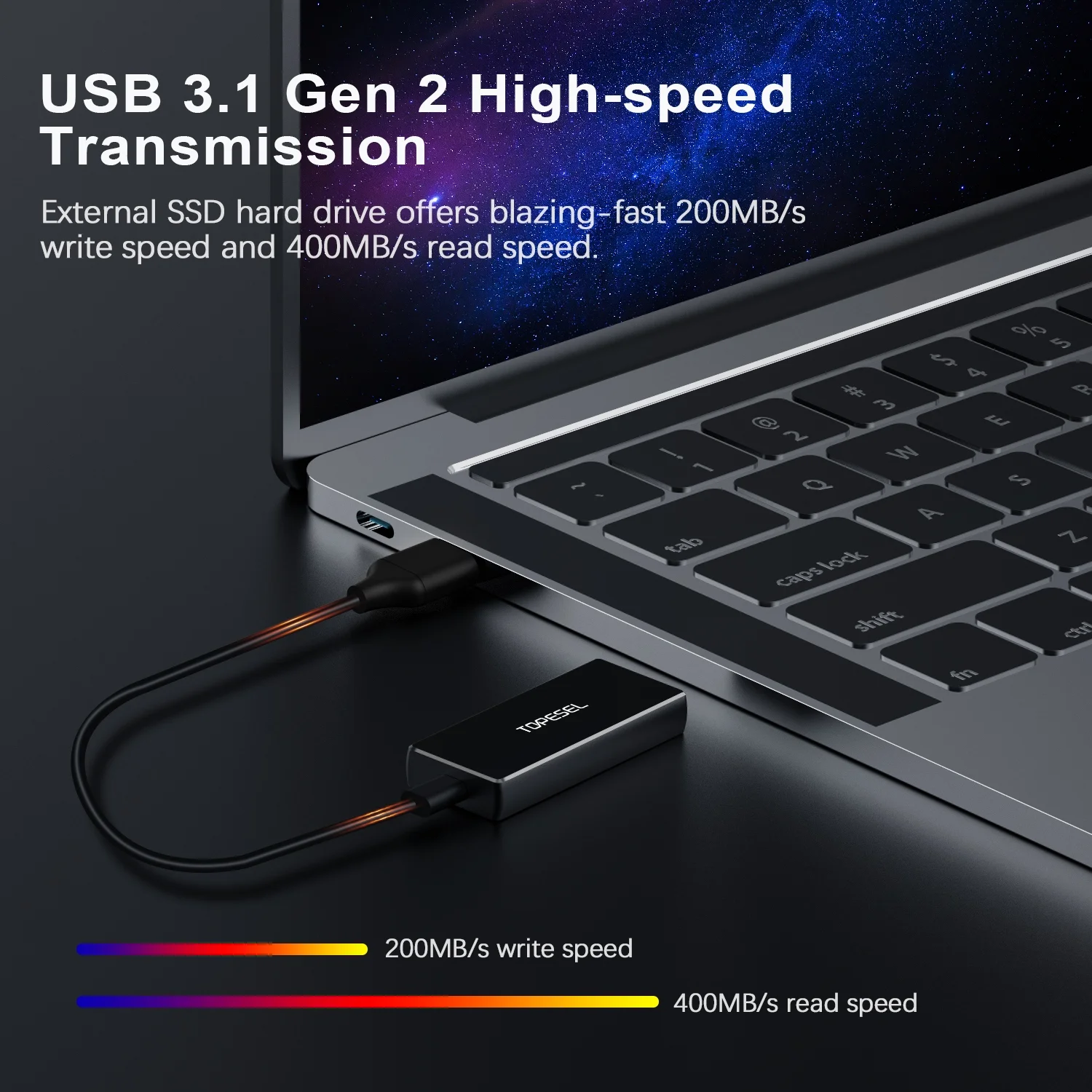 250 GB 3.1 Mini External Portable Solid-State Drive TOPESEL USB-C Portable SSD Drive for Slide in Pocket