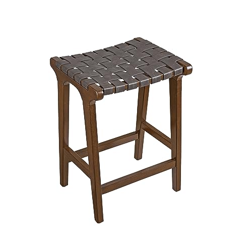 Faux Leather Woven Counter Stool,24
