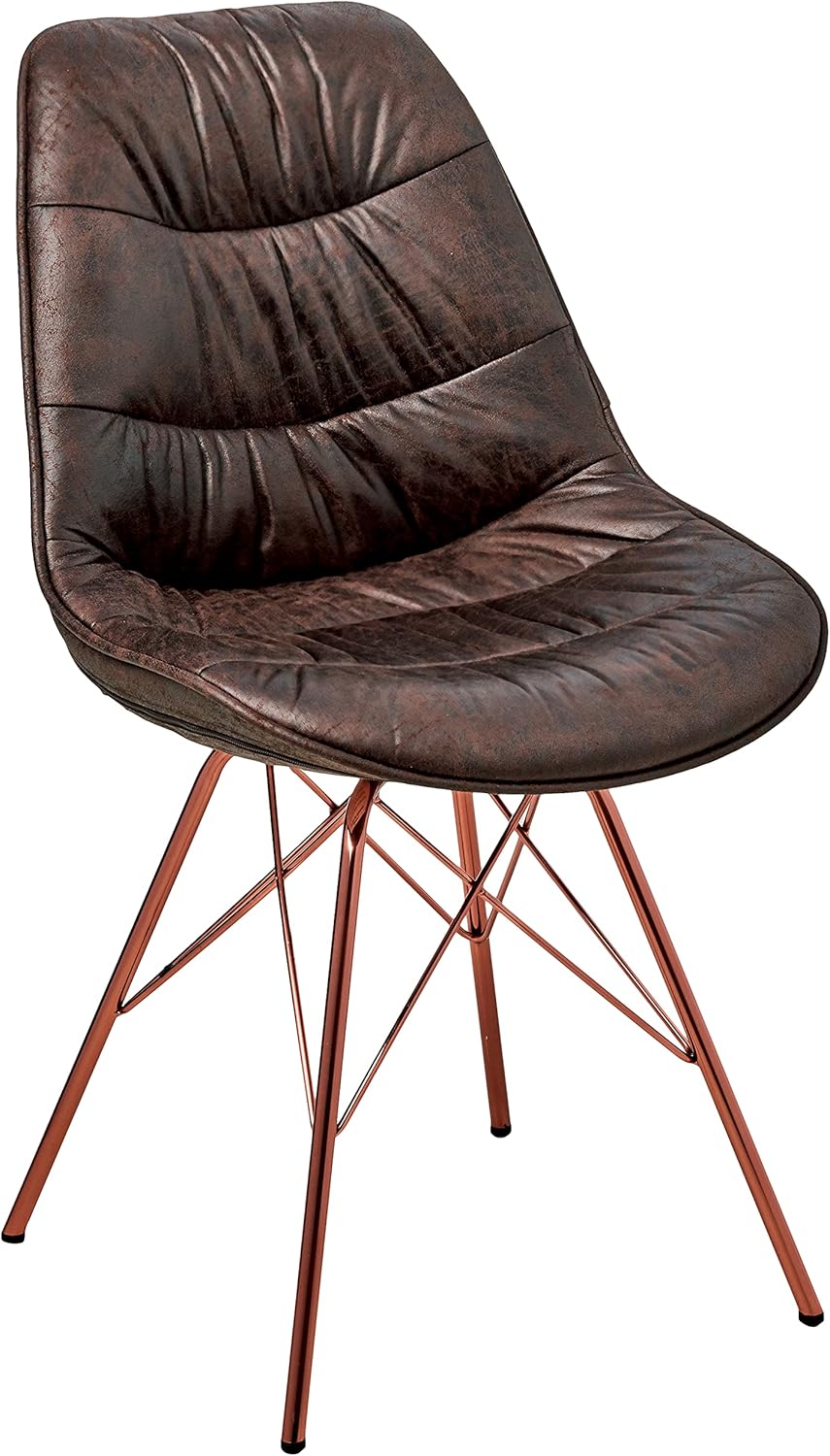 OSP Home Furnishings Langdon Faux Leather Task Chair with Rose Gold Base, Distressed Saddle