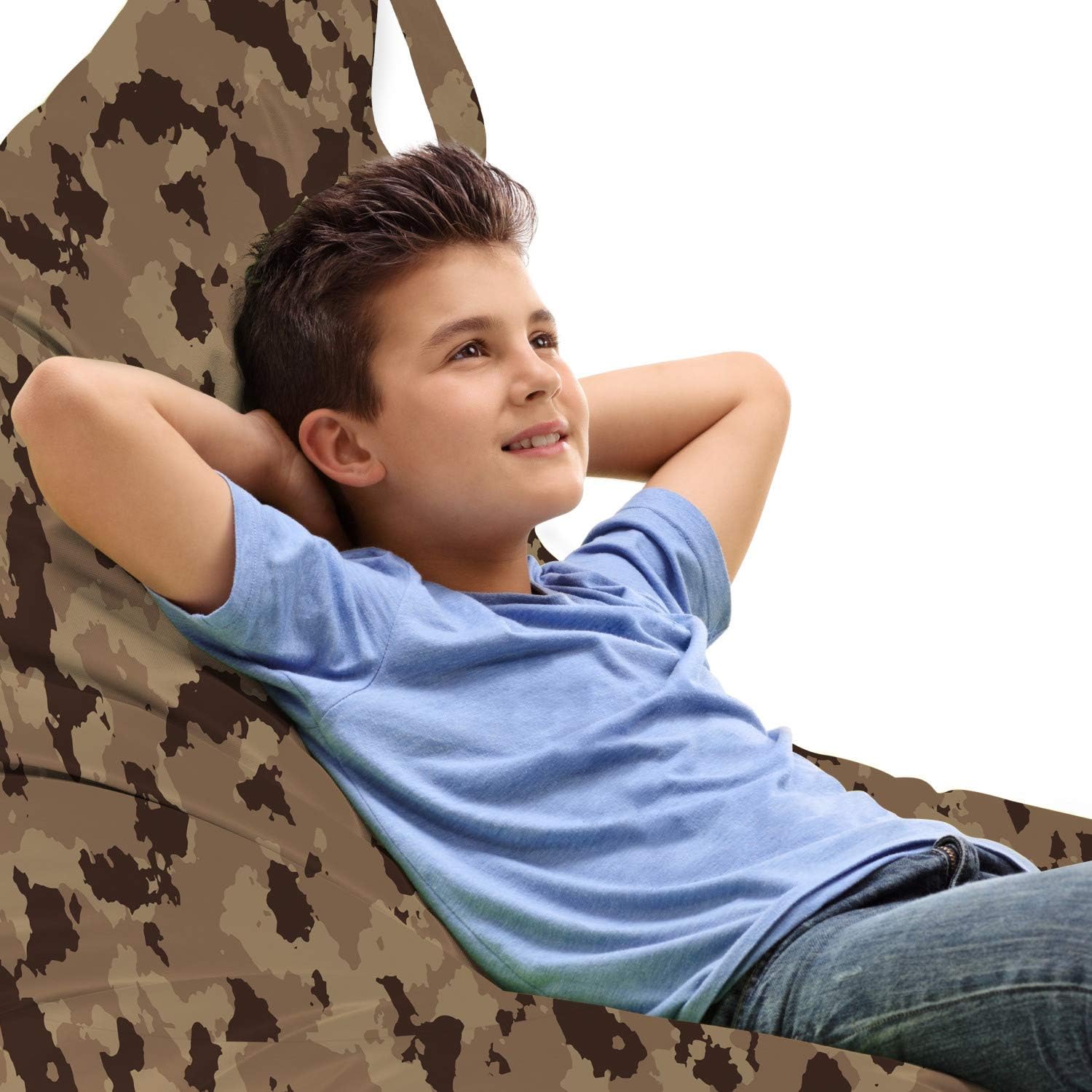 Ambesonne Camouflage Lounger Chair Bag, Earth Tones Repetitive Camo Pattern Design Hunting Fashion Inspired, High Capacity Storage with Handle Container, Lounger Size, Cocoa Camel and Brown