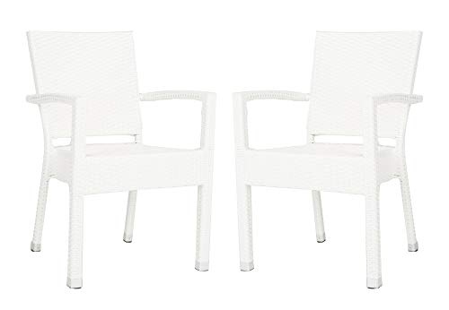 Safavieh PAT4004B-SET2 Outdoor Collection Kelda Brown Stacking Arm Chair