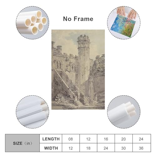 Haddon Hall Near Bakewell, Derbyshire By Jmw Turner Poster Canvas Wall Art Posters For Room Aesthetic And Decor Canvas Painting Posters And Prints Wall Art for Living Room Bedroom Decor 24x36inch(60