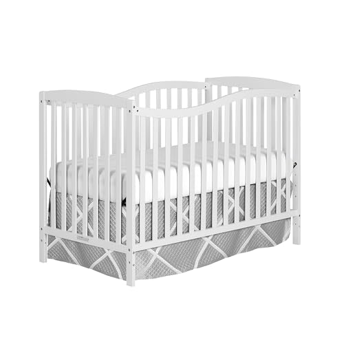 Chelsea 5-in-1 Convertible Crib in White, JPMA Certified & Honeycomb Orthopedic Firm Fiber Standard Baby Crib Mattress