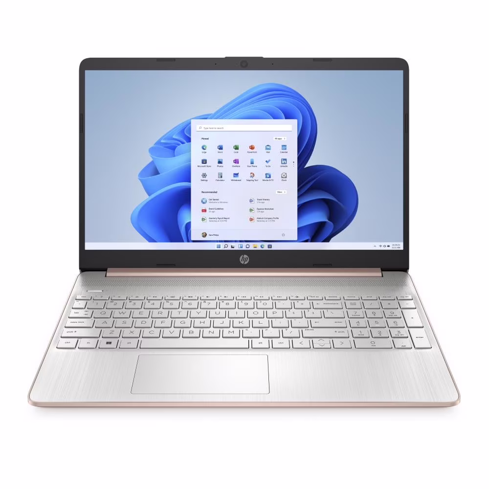 "HP Laptop 15.6"" FHD AMD Ryzen 5 5500U Hexa-Core, 16GB RAM, 512GB SSD, Radeon Graphics, Pale Rose Gold"