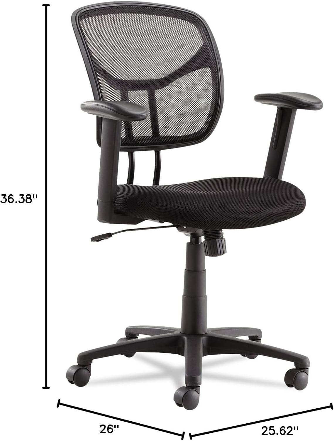 OIF MT4818 Swivel/Tilt Mesh Task Chair, Height Adjustable T-Bar Arms, Black/Chrome