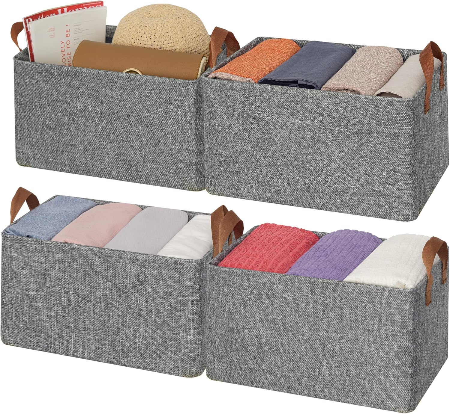 GRANNY SAYS Bundle of 4-Pack Storage Baskets for Wardrobe & 2-Pack Closet Storage Bins