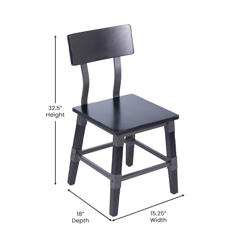 BizChair 4 Pack Commercial Grade Rustic Antique White Industrial Wood Dining Chair